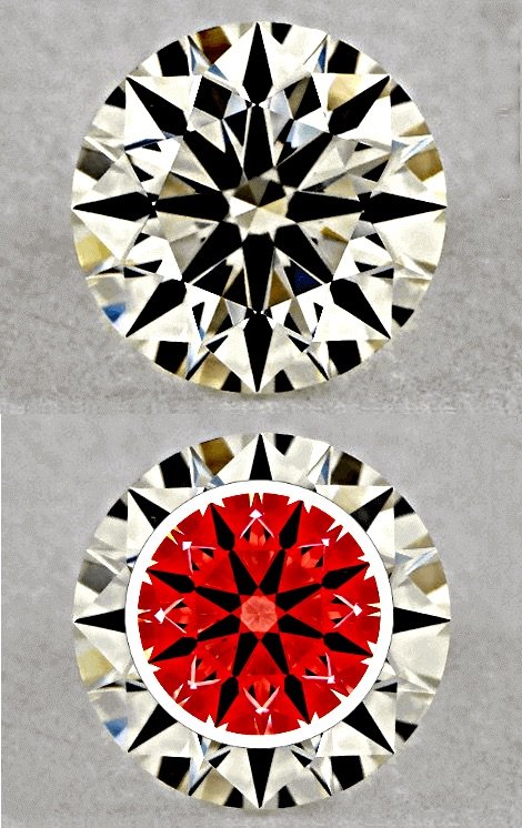 Diamanten Schliff als ideal geschliffener Brillantschliff - Bilder unterschiedlicher Schliffgrade